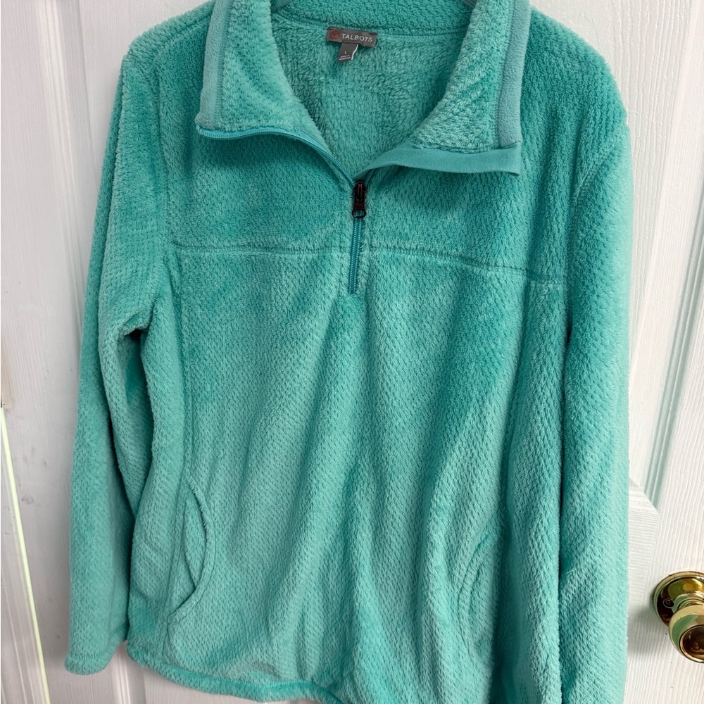 Talbots Teal Fleece Quarter-Zip Sweatshirt sz L